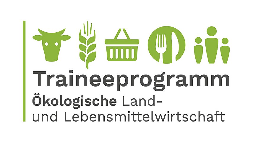 Logo Traineeprogramm Ökolandbau. Klick führt zu Großansicht in neuem Fenster.